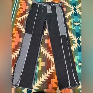 Black and Gray Patchwork Jeans